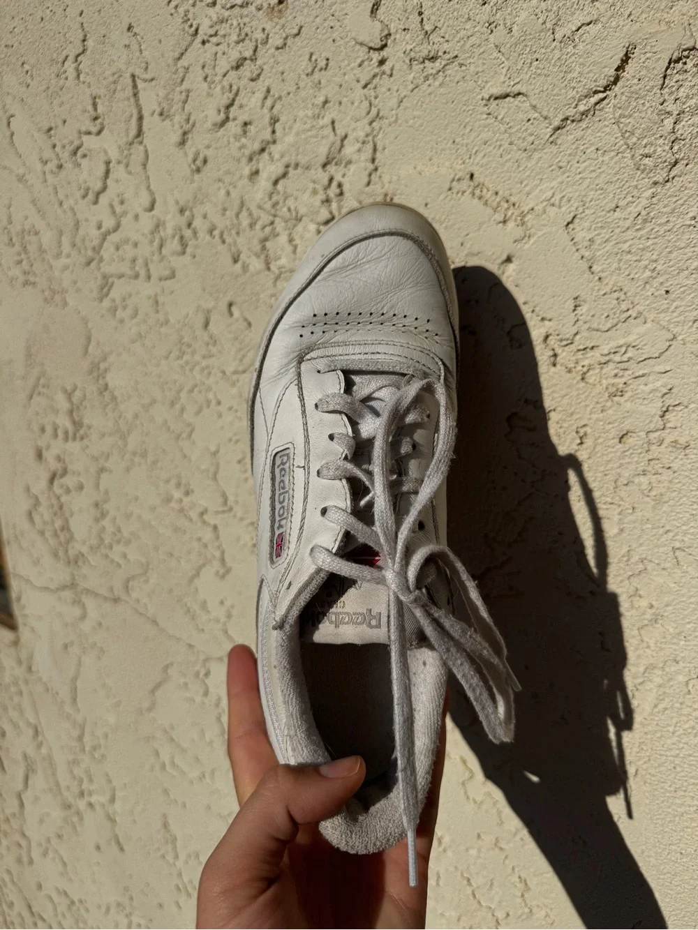 Reebok White Leather Sneakers with Gum Sole
